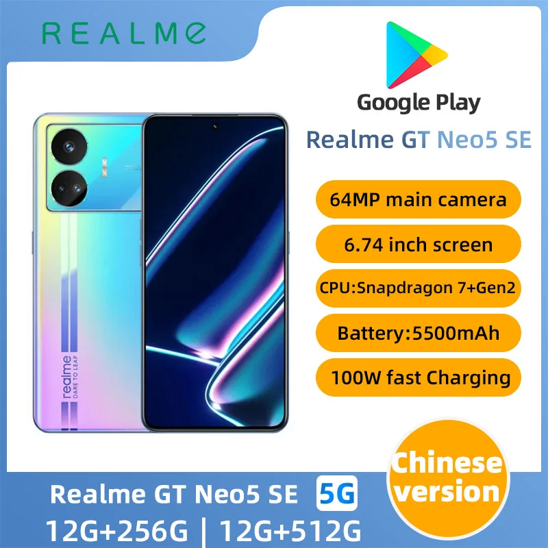 Realme GT Neo5 SE Android 5G Unlocked 6.74 inch 1T All Colours in Good Condition Original used phone