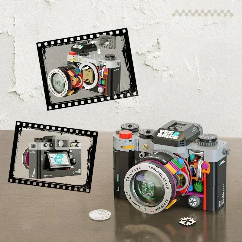 

Simulation Retro DSLR Camera Building Blocks Film Camera Bricks Assembly Model Kids Toys Adult Girl Home Ornament Birthday Gifts