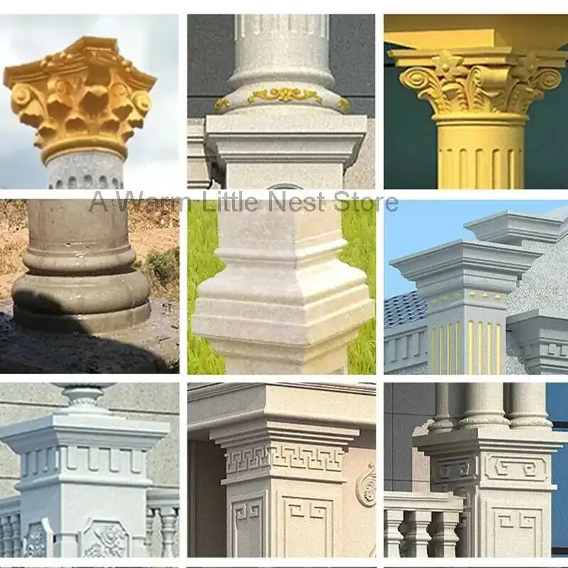 Chinese Roman Cast-in-place Cap Cement Column Head and Foot Mold European Roman Column Mold for Villa Gate Square Round Molds