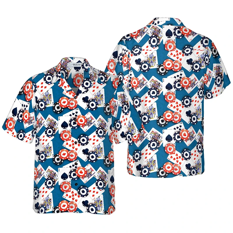 

Summer 3D Poker Printed Shirts For Men Clothes Fashion Streetwear Short Sleeve Camisa Unisex Hawaiian Beach Party Shirts Blouses