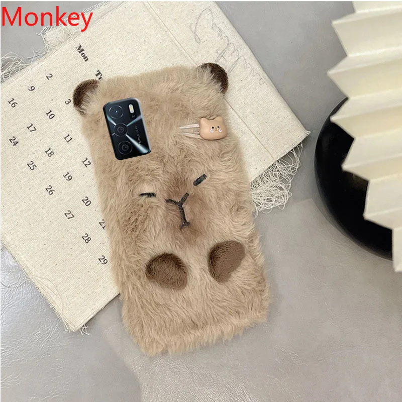 Ins coreano carino 3D Capybara custodia morbida per OPPO A57 A17 A16 A15 A77 A38 A98 A58 A78 A95 A94 A74 A54 trova X3 X5 A5S custodia in pelliccia