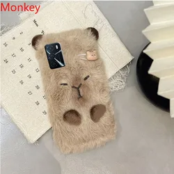 Ins coreano carino 3D Capybara custodia morbida per OPPO A57 A17 A16 A15 A77 A38 A98 A58 A78 A95 A94 A74 A54 trova X3 X5 A5S custodia in pelliccia pelosa