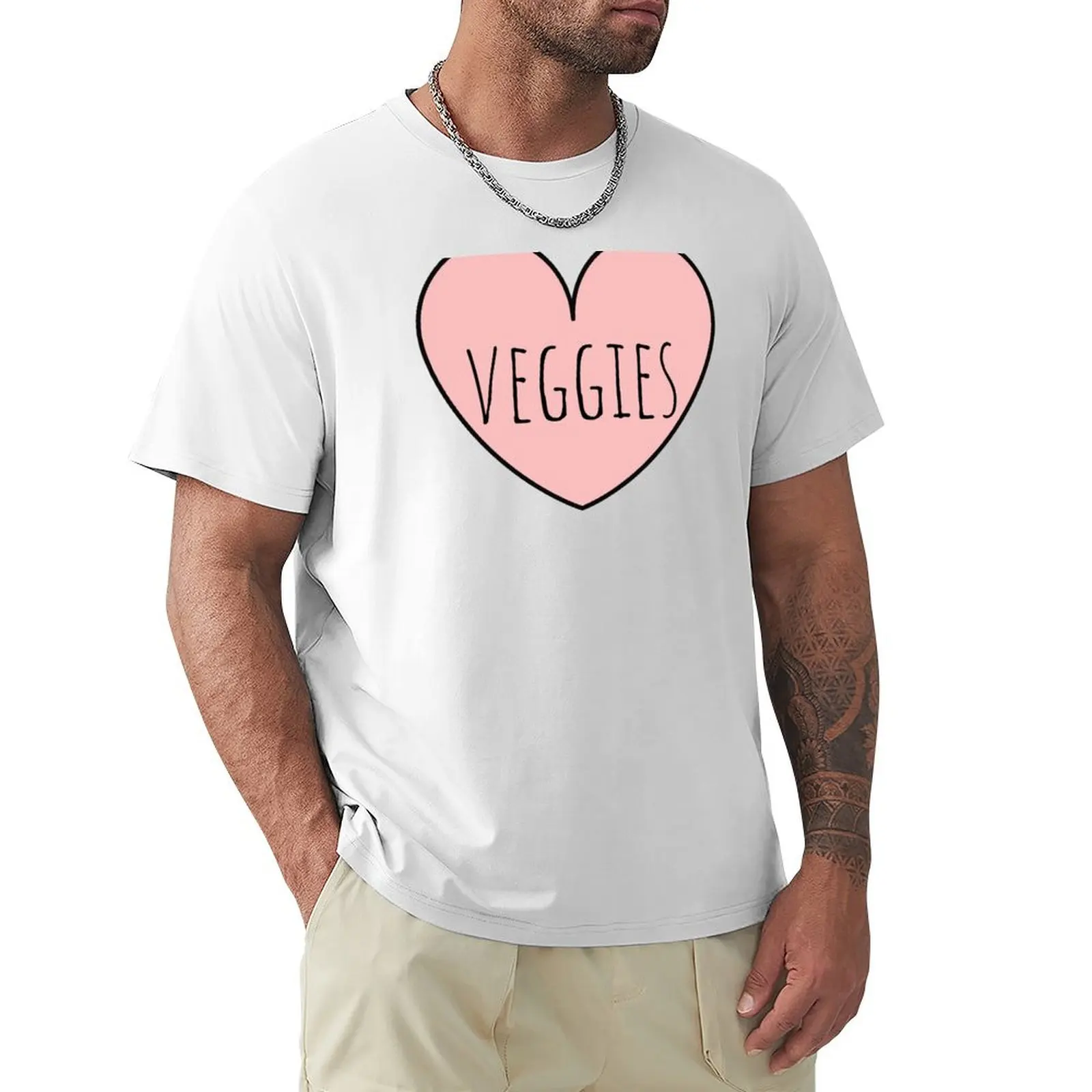 I Love Veggies - Pink Heart T-Shirt blacks tops t shirts for men cotton