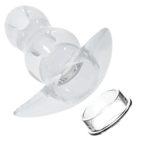 TPE Hollow Anal Plug with Cap - Transparent Tunnel Butt Plug for Gape Training & Prostate Play