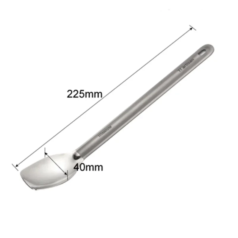 Tiartisan Titanium Camping Spoon 225mm Long Handle Outdoor Picnic Titanium Tableware Western Dessert Spoon