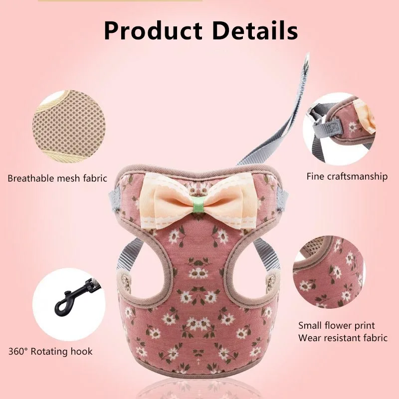 Nette Bowknot Weste Brust Harness Für Hunde Für Katzen Einstellbare Zugseil Haustier kätzchen Atmungsaktive Brust Zurück Haustier Produkte