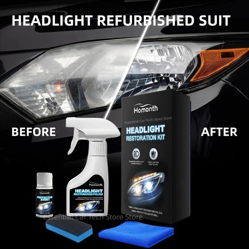 

Automotive Headlamp Restoration Fluid oxidized and yellowed automotive headlamps blurring enhanced crystalline coating refurbish