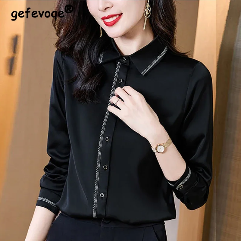 

Весна-осень, Элегантная Модная плюшевая универсальная рубашка, Женский Топ с длинным рукавом, Офисная Женская блузка на пуговицах
