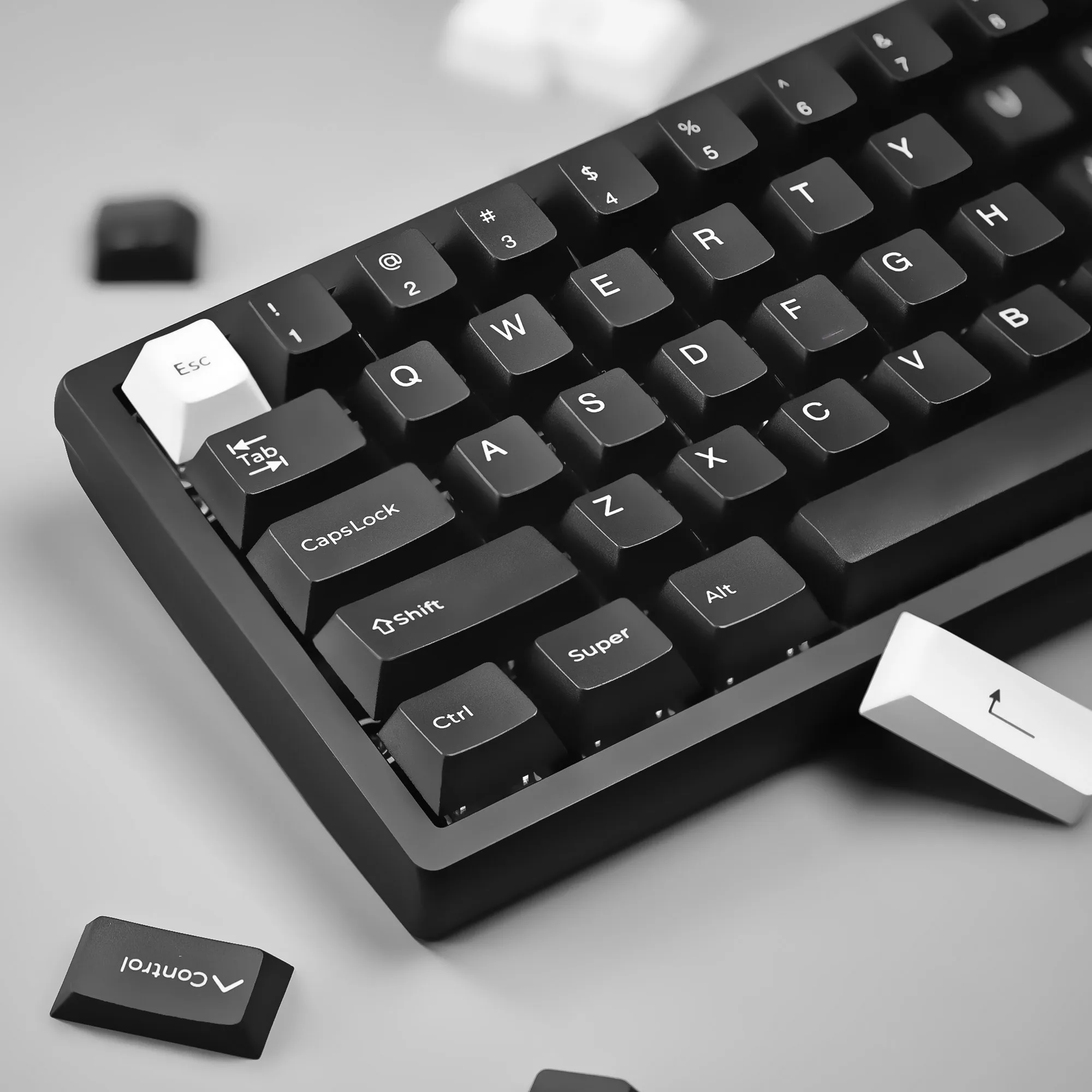 

146 keys Cherry Height PBT keycaps Thermal Sublimation Black White Two Tone Keycaps for MX Mechanical Keyboard Gaming Keycaps