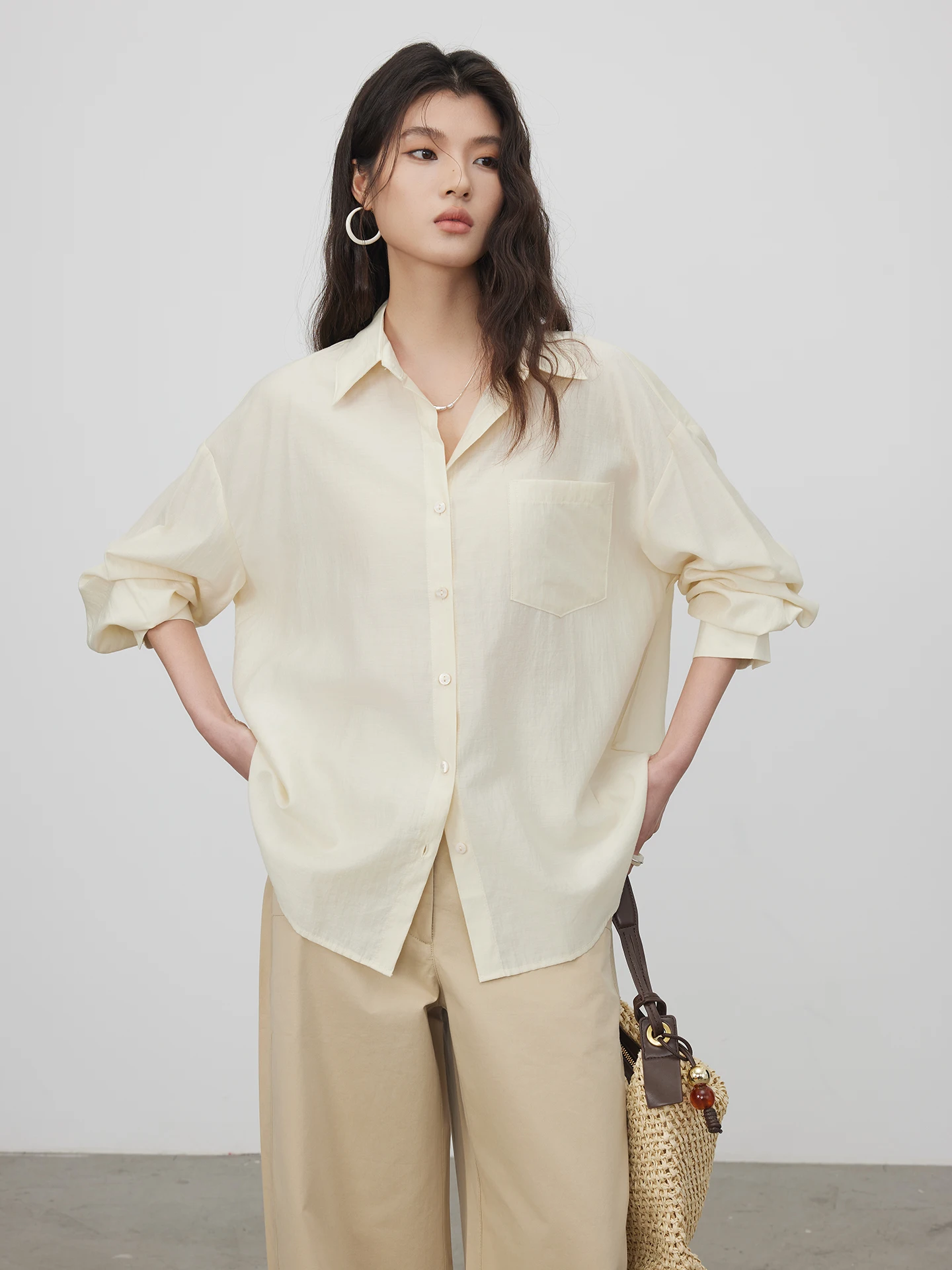 

KEARA Long Sleeve Shirt Women's Spring New Loose Commute Design Sense Sunscreen Open Cardigan Style Korean Version