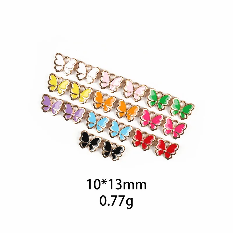 10pcs 10*13mm 10 Color Alloy Metal Drop Oil Enamel Butterfly Charms Animal Pendant For DIY Bracelet Necklace Jewelry Making