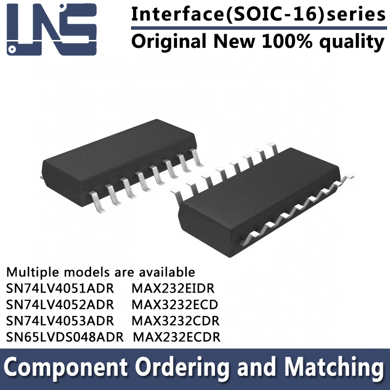 1PCS MAX232ECDR MAX232EIDR MAX3232CDR MAX3232ECD SN74LV4051ADR SN74LV4052ADR SN74LV4053ADR SN65LVDS048ADR SOIC-16 Interface