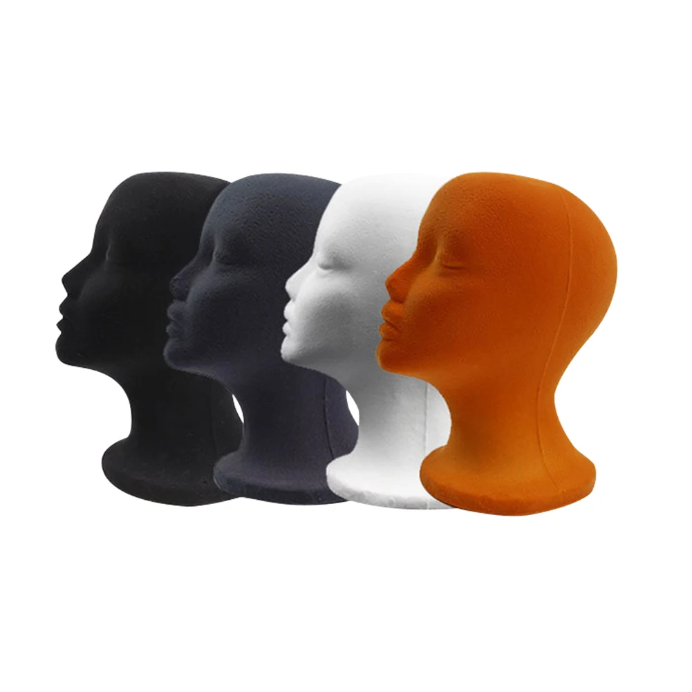 Flocking Foam Female Mannequin Head Model Wigs Glasses Display Holder Stand Professional Clothes Store Photograph Props