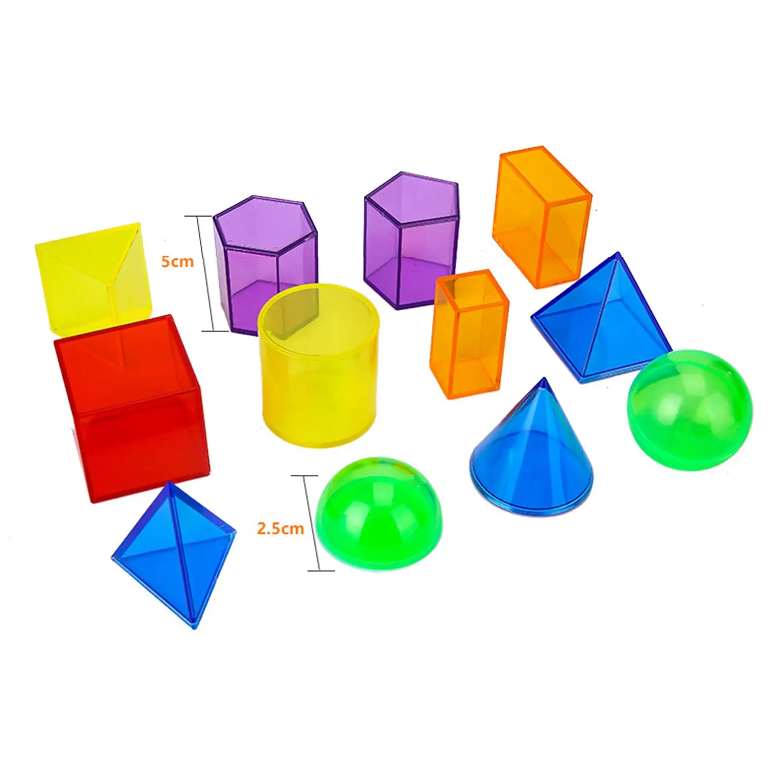 Bloques de patrón transparente para sala de juegos, ayudante de geometría sólida geométrica, 12 piezas