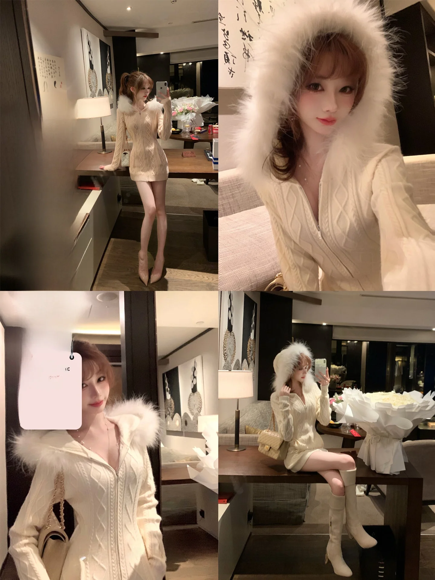 

SISI JIANG Lazy Sister Sweet Pure Desire Slim Fit Knitted Wrap Body Dr Hoodie Свитер ort Sle Princ Wind Winter Aut...