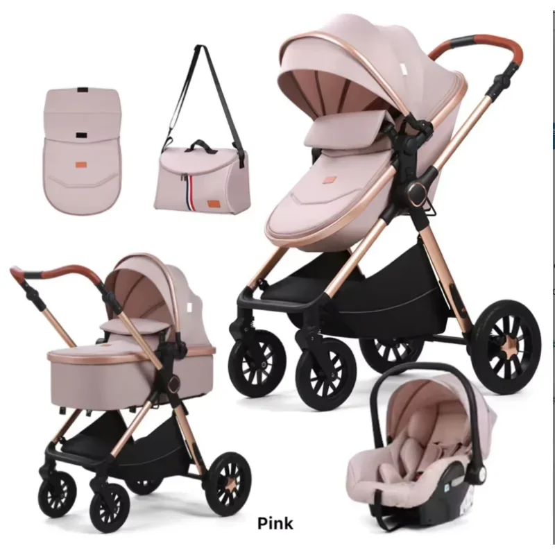 European hot selling baby stroller High landscape 4 in 1 with car seat prams toddler travel system cart light weight