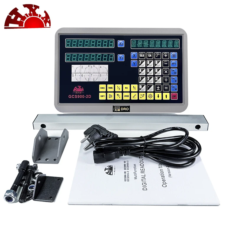 New GCS900-2D 2 Axis DRO Digital Readout AC110V/220V Display and 2 Pcs 50-1000mm Linear Scale Encoder For Milling Lathe Dro