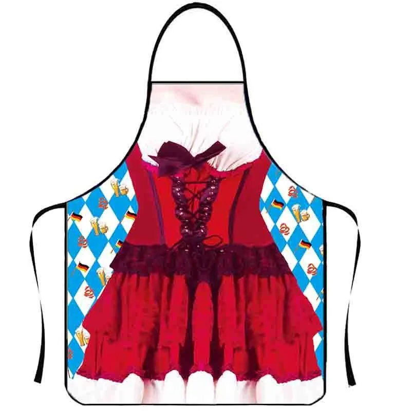 German Oktoberfest Apron Quirky Apron Bavarian Traditional Beer Apron Cooking Clothes 3D Printed Chef Apron