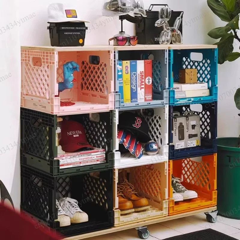 Industrial Style Car Storage Box, Outdoor Folding Stool Chair Multi-Purpose Plastic Milk Crate Durable Camping Organizer