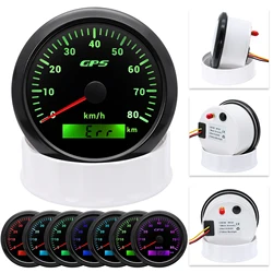 7 Color LED  30/60/80/120/200KMH 85MM GPS Speedometer Gauge with GPS Antenna For Motorcycle Boat Car Truck Speed Gauge 9-32V