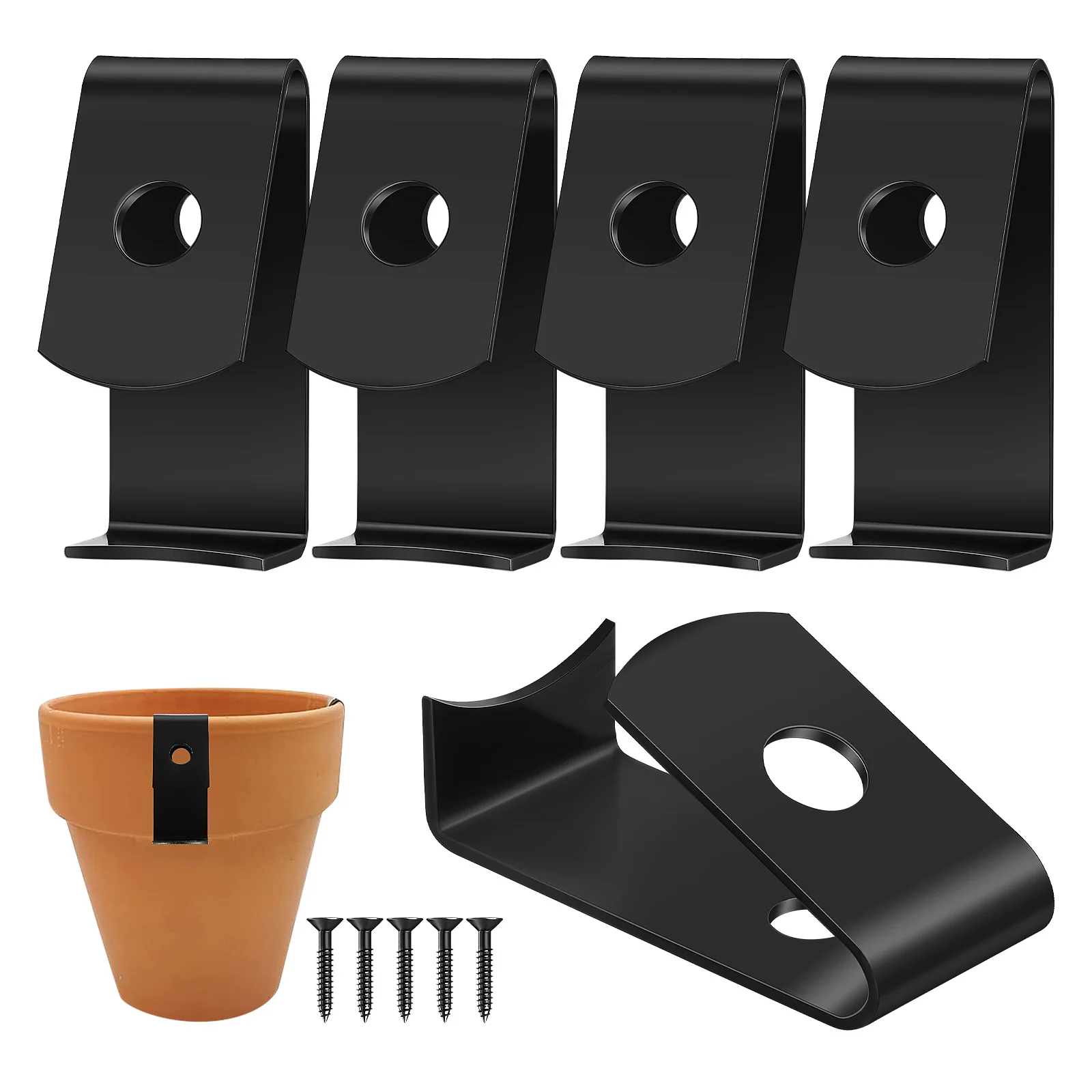 

5 Pcs Terracotta Pot Plant Hanger Flower Hook Hangers Clips for Hanging Basket Black