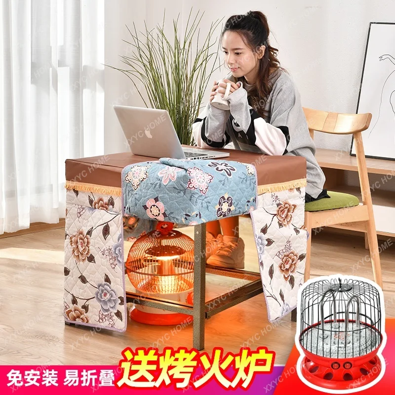 Fire table Stainless steel square multi-functional folding winter heating square dining table