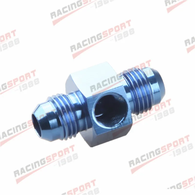 

6AN AN6 To 6AN AN-6 With 1/8" NPT Fuel Pressure Gauge Fitting Adapter Blue