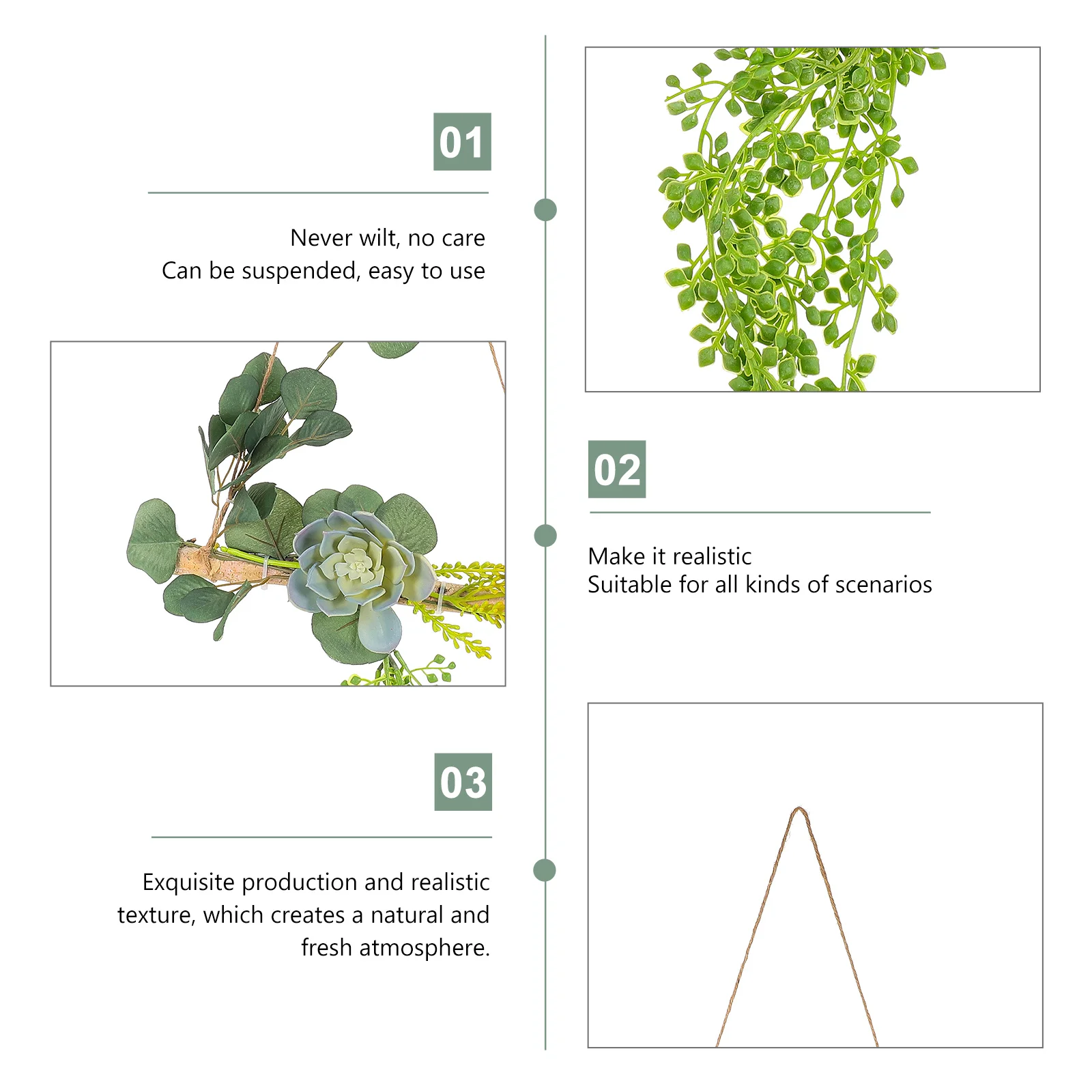 

Simulation Succulent Leaf Artificial Plant Wall Hanging Ornament Realistic Texture Home Garden Decorative Decor