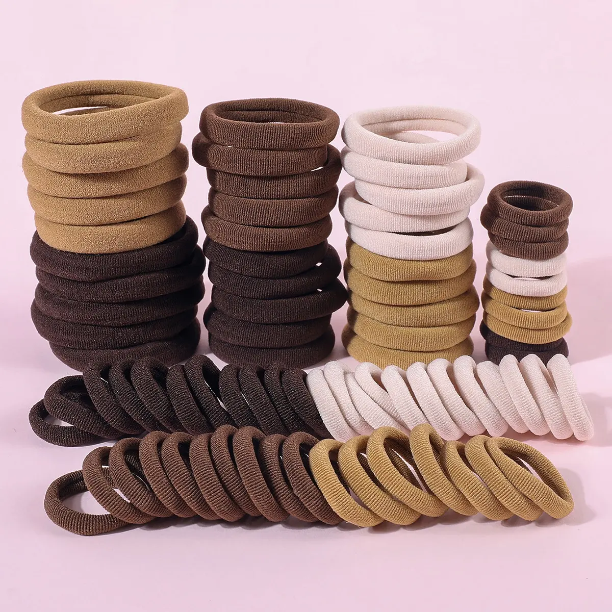 80Pcs Women Girls Elastic Hair Bands Set Mother & Daughter Rubber Bands Sets 5cm 4cm 2.5cm Headband Scrunchie Hair Accessories