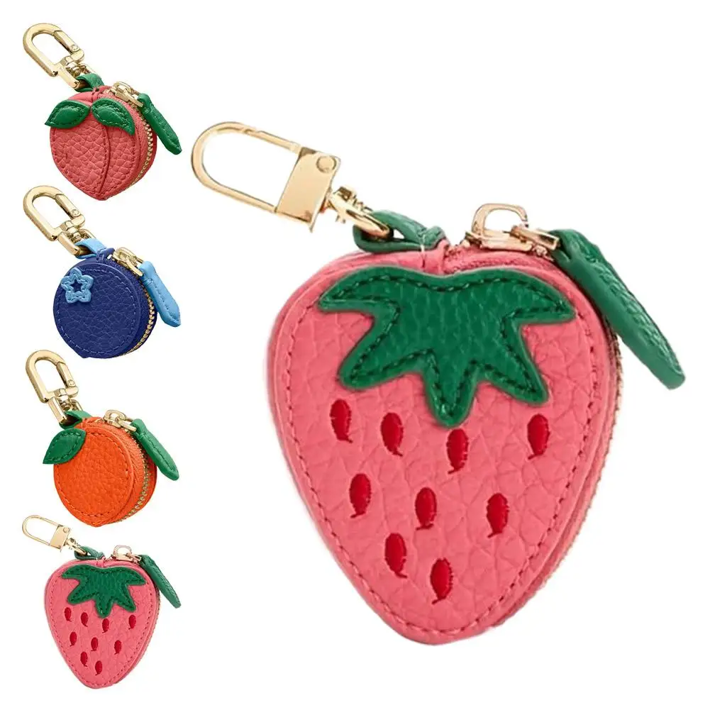 Fruit Coin Purse Keychain Cute Fruit Shape Design Bright Colors Practical Wallet for Change Small Bag Accessory Gift for Friend