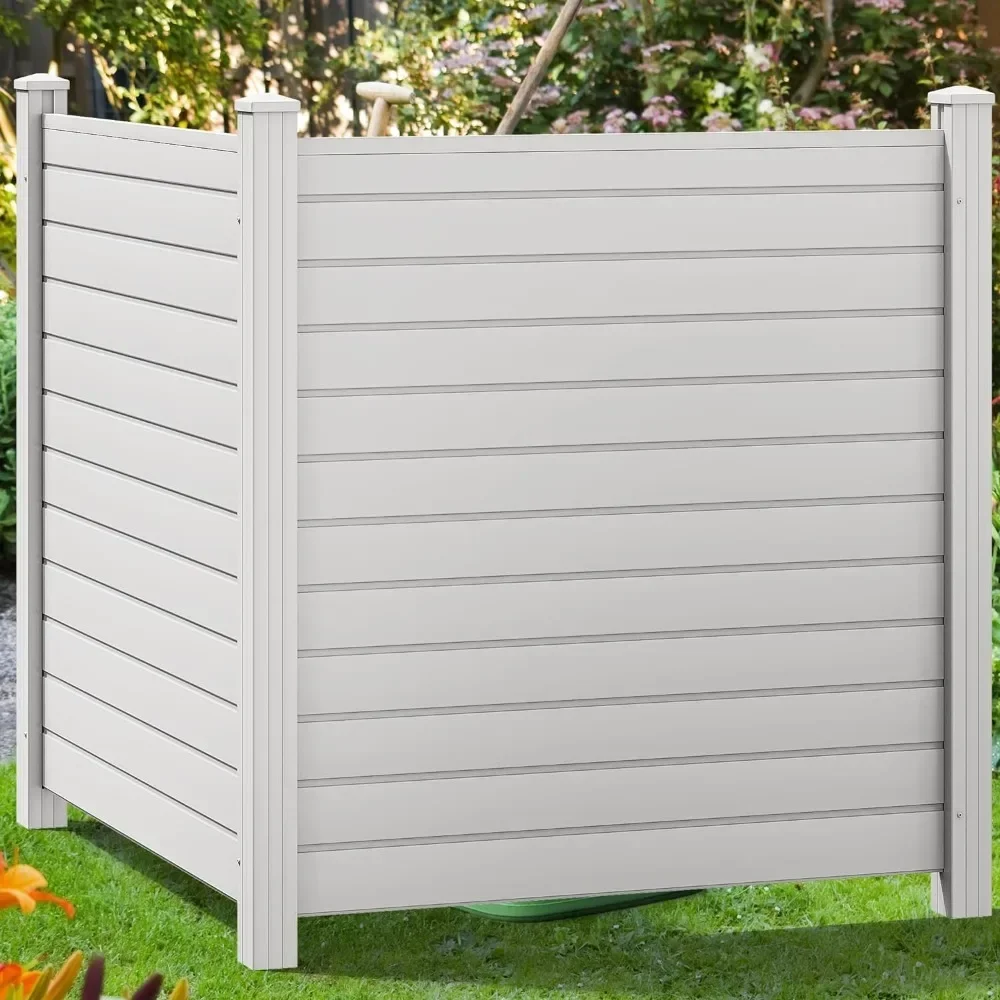 

Air Conditioner Fence Privacy Screen, Outdoor Trash Can Enclosure with Metal Stakes, Vinyl Pool Equipment Enclosure (2 Panels)