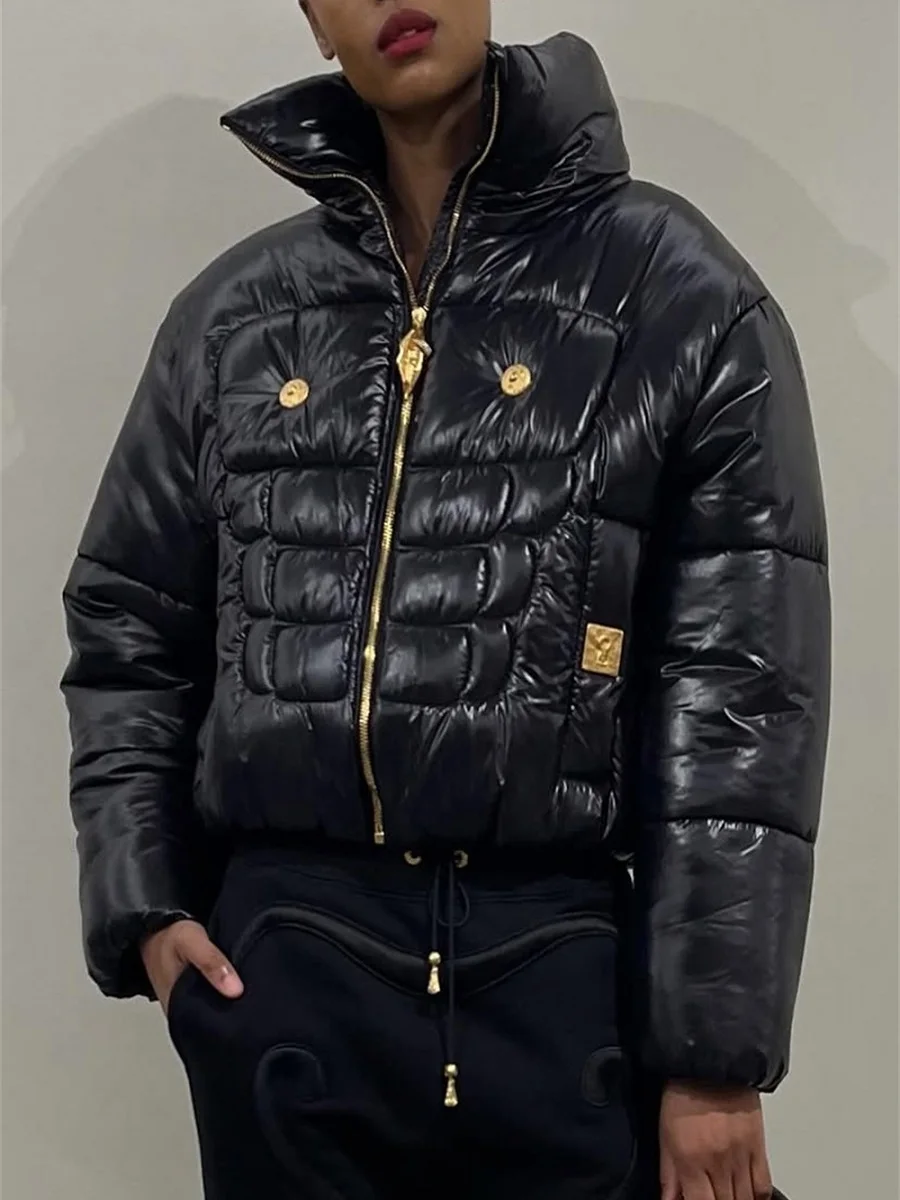 2025 الخريف/الشتاء المرأة أسفل سترة مشبك معدني سستة عالية الرقبة الدافئة سترة نسائية y2k جديد جودة عالية باركر الصدرية #1