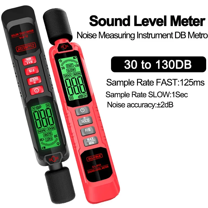 Misuratore di livello sonoro portatile digitale Strumento di misurazione del rumore DB Metro 30~130dB Dispositivo di misurazione audio per monitor ambientale