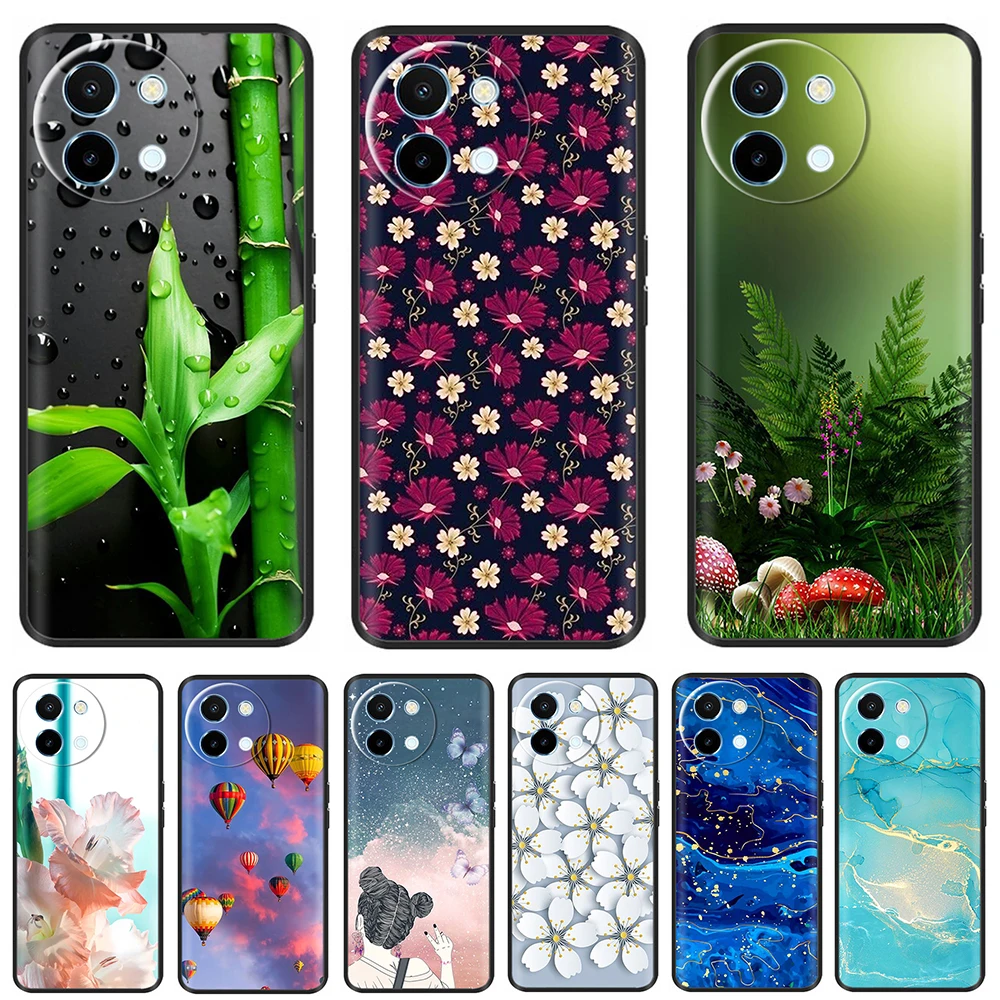 For Vivo Y38 Case Cartoon Soft Silicone TPU Phone Cases Back Cover for vivo Y200t Y200i Flowers Protective Coque for Vivo T3x 5G