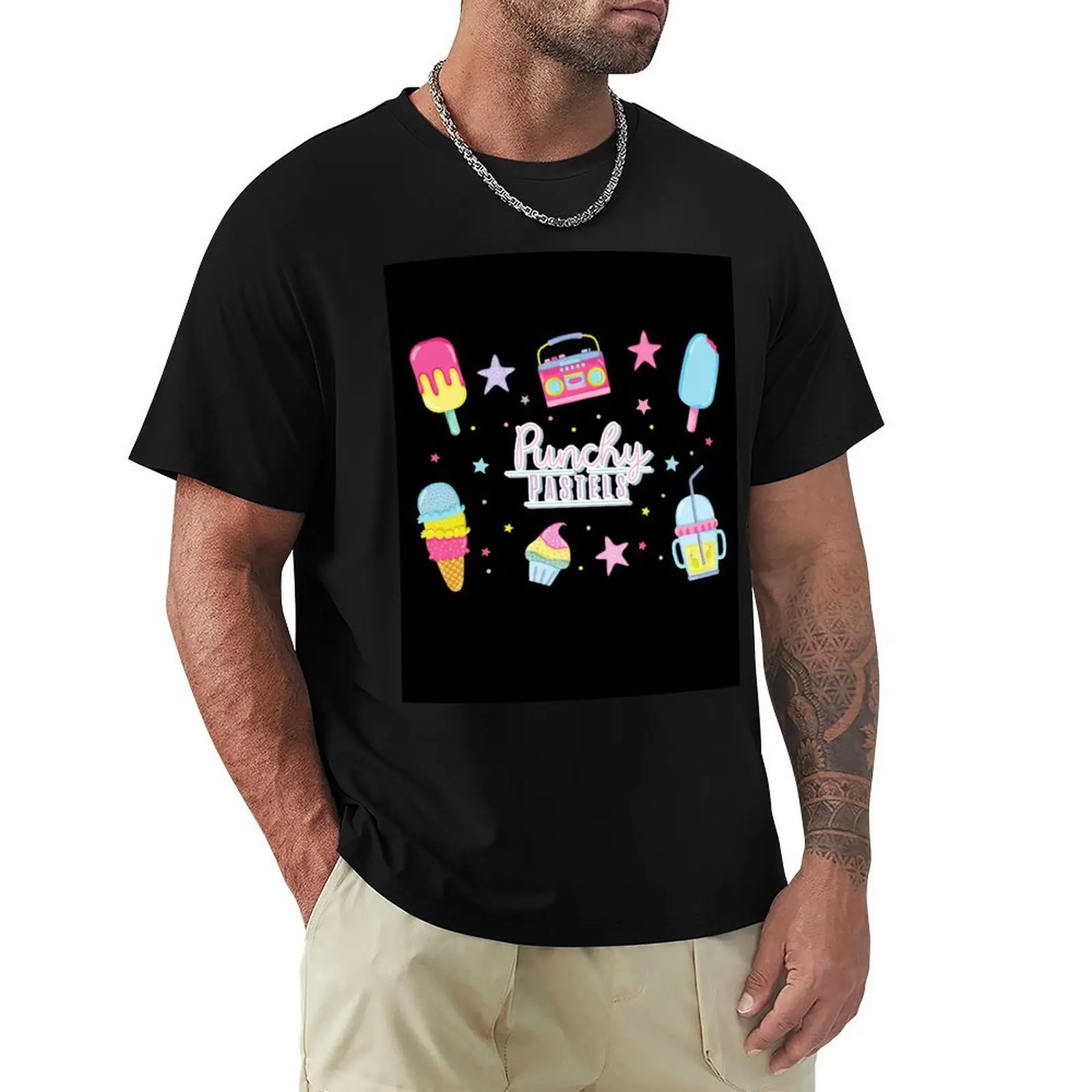 

Summer pastels music drinks T-shirt quick-drying heavyweights blacks tees mens plain t shirts