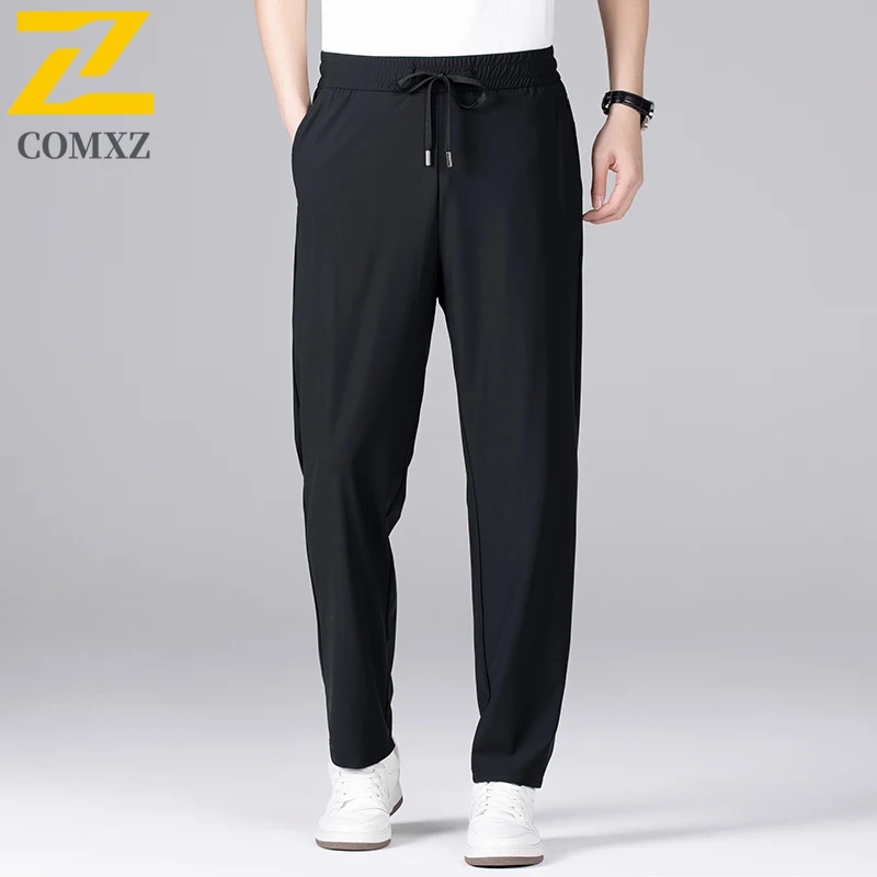 Ice Silk Casual Pants For Men In Summer  Thin And Cool Breathable Wrinkle Resistant Quick Drying Elastic Sporty Pants Trendy