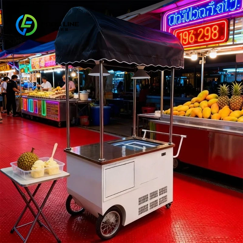 Customized Solar Umbrella Kiosk Bicycle Ice Cream Cart For Sale Mobile Food Popsicle Ice Cream Cart