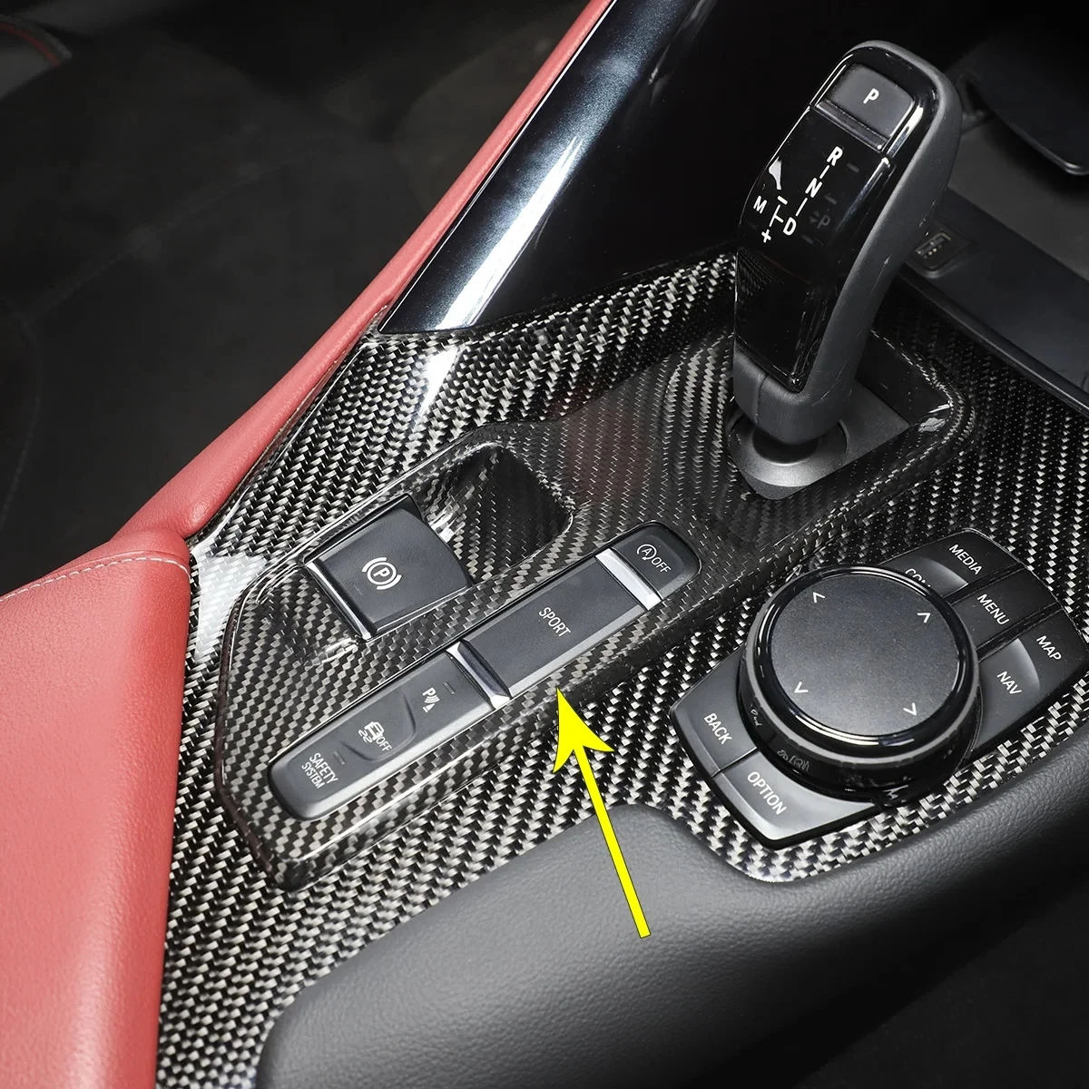 Real Carbon Fiber Center Control Gear Shift Base Cover For Toyota Supra 2019-2024