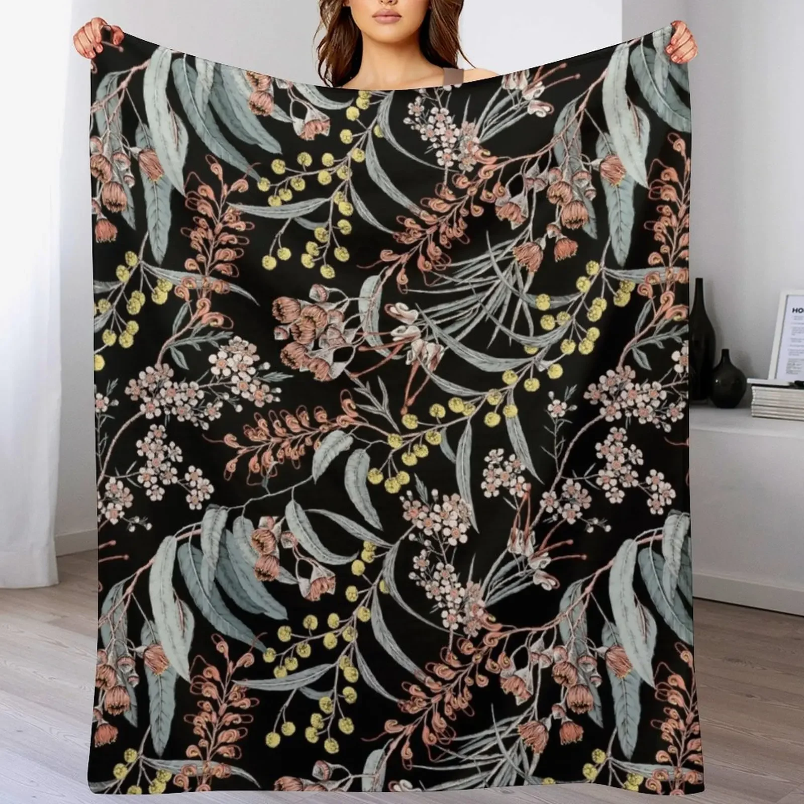 Australian native flowers Throw Blanket Soft Breathable Blanket for Night Sleeping