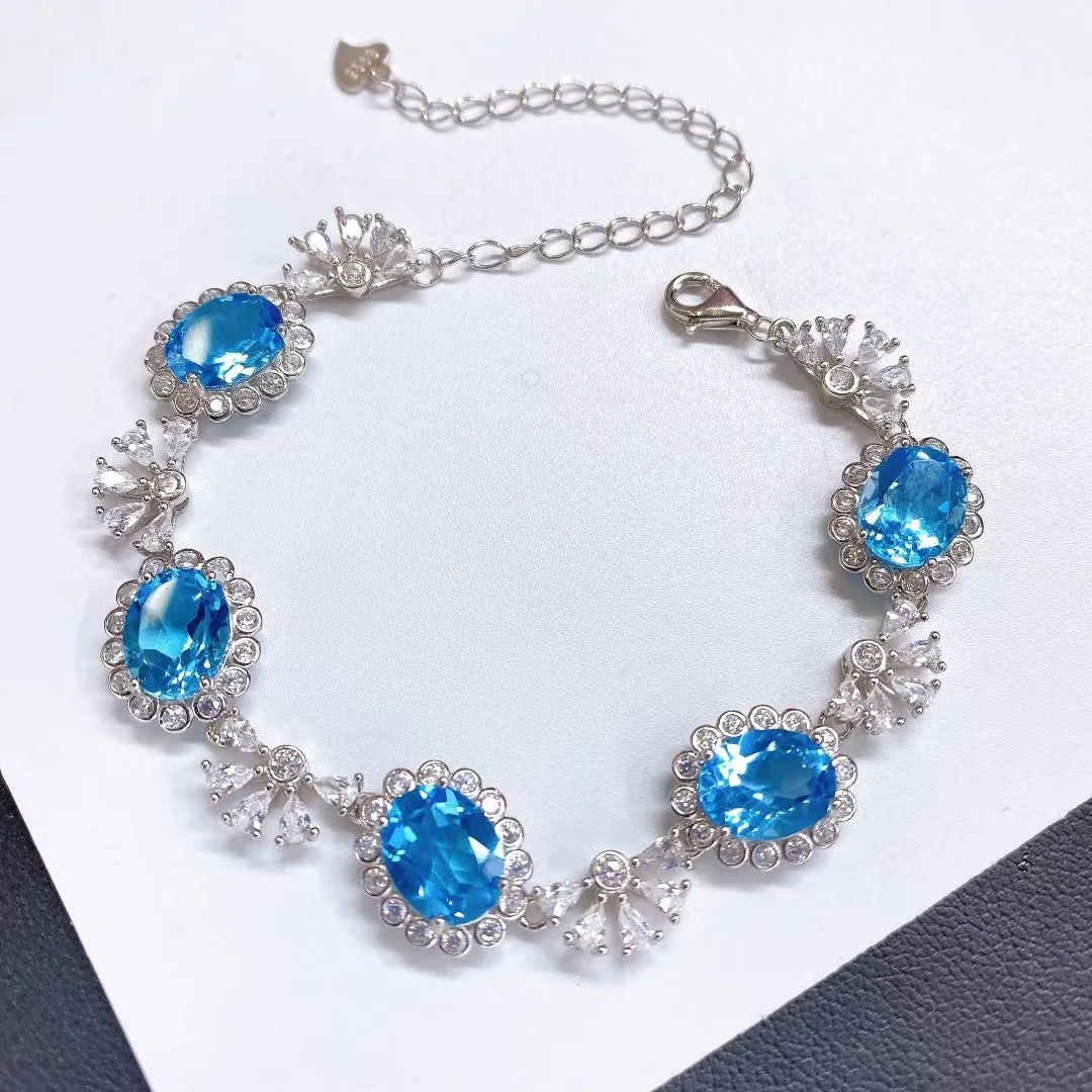 

KJJEAXCMY High purity Natural Topaz S925 silver exquisitely Bracelet Full of luster Simple,Design High-End Bestseller Gift