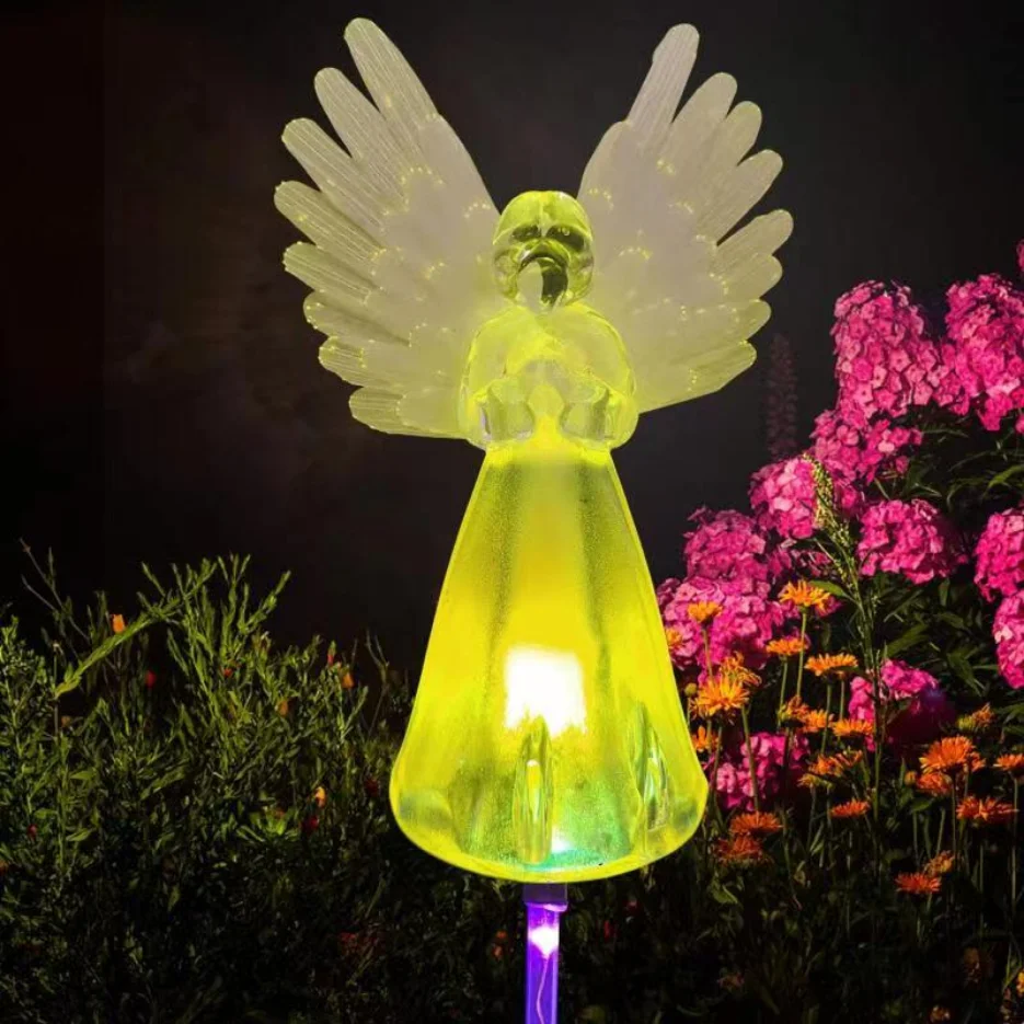 Garden Angel Solar Lamp Solar Lawn Lights Angel Pattern Waterproof Solar Light Colorful Ground Light For Garden Landscape Decor