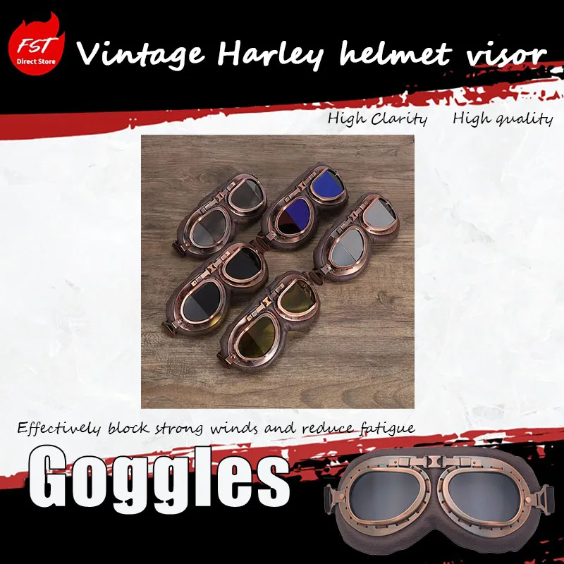 

Очки для картинга Harley, ретро-стиль, серебристая оправа, бронзовые защитные очки, складные ветрозащитные очки для мотоцикла