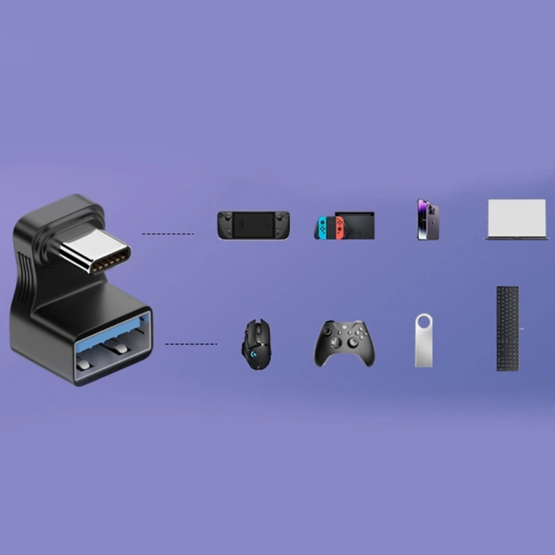 OTG-Adapter, 180° nach oben und unten, U-Form, Typ C auf USB 3.0-Buchse, Verlängerungsadapter für Laptop, Tablet, Mobiltelefon