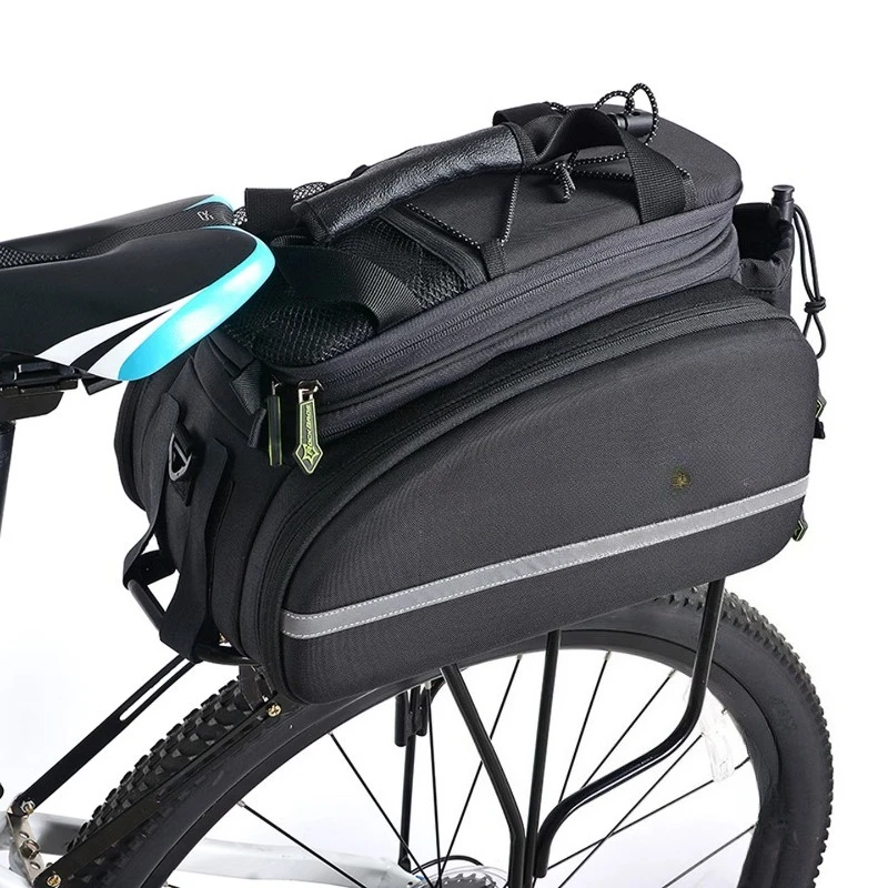 mountain bike bag tail bag, front and rear saddle bag cycling equipment, carbon pattern hard shell, black.