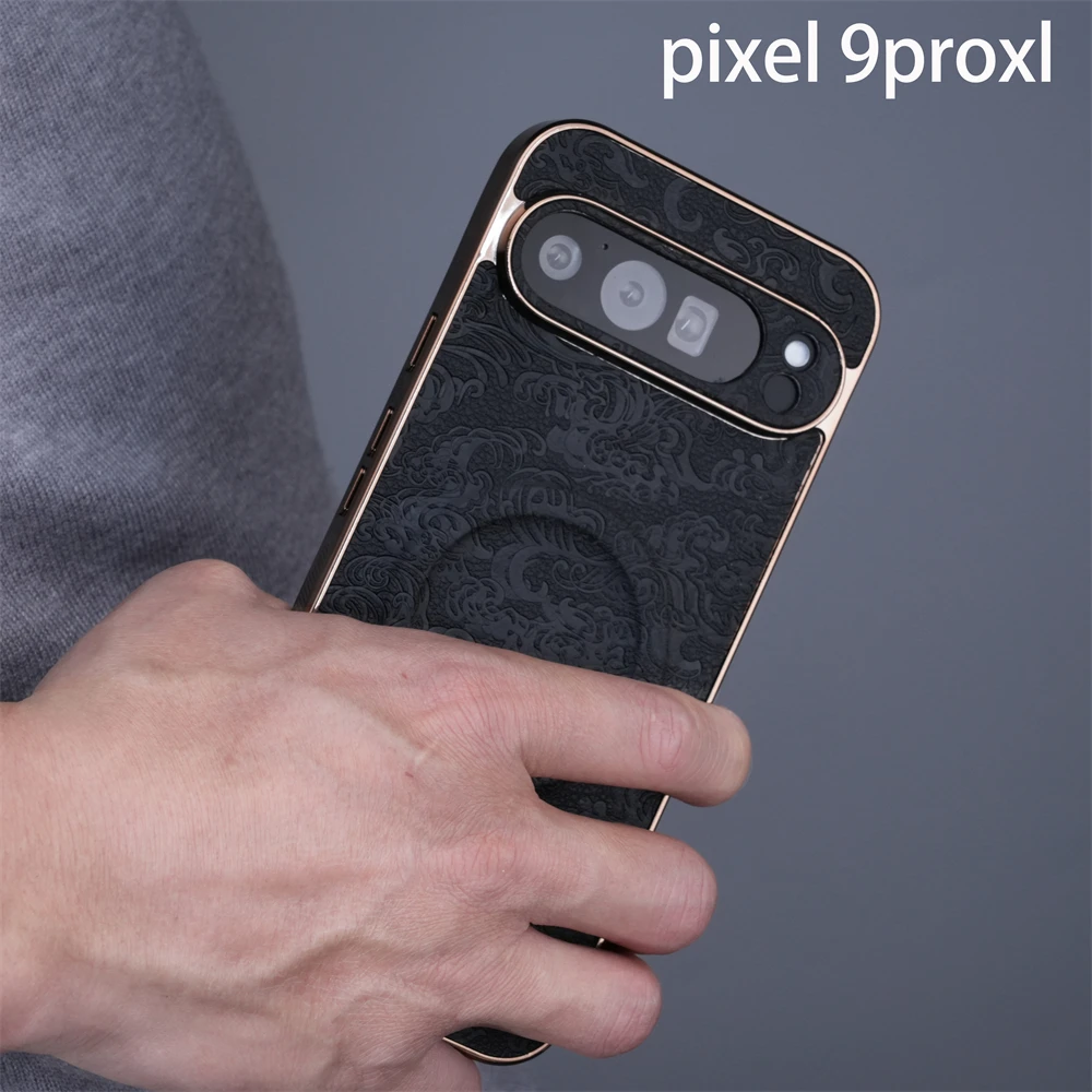 حافظة هاتف جلدية فاخرة بنمط الملمس المتقدم من FLS لهاتف Google Pixel 9 Pro 9 Pro XL غطاء حماية مطلي لهاتف Pixel 8 8A 8 Pro
