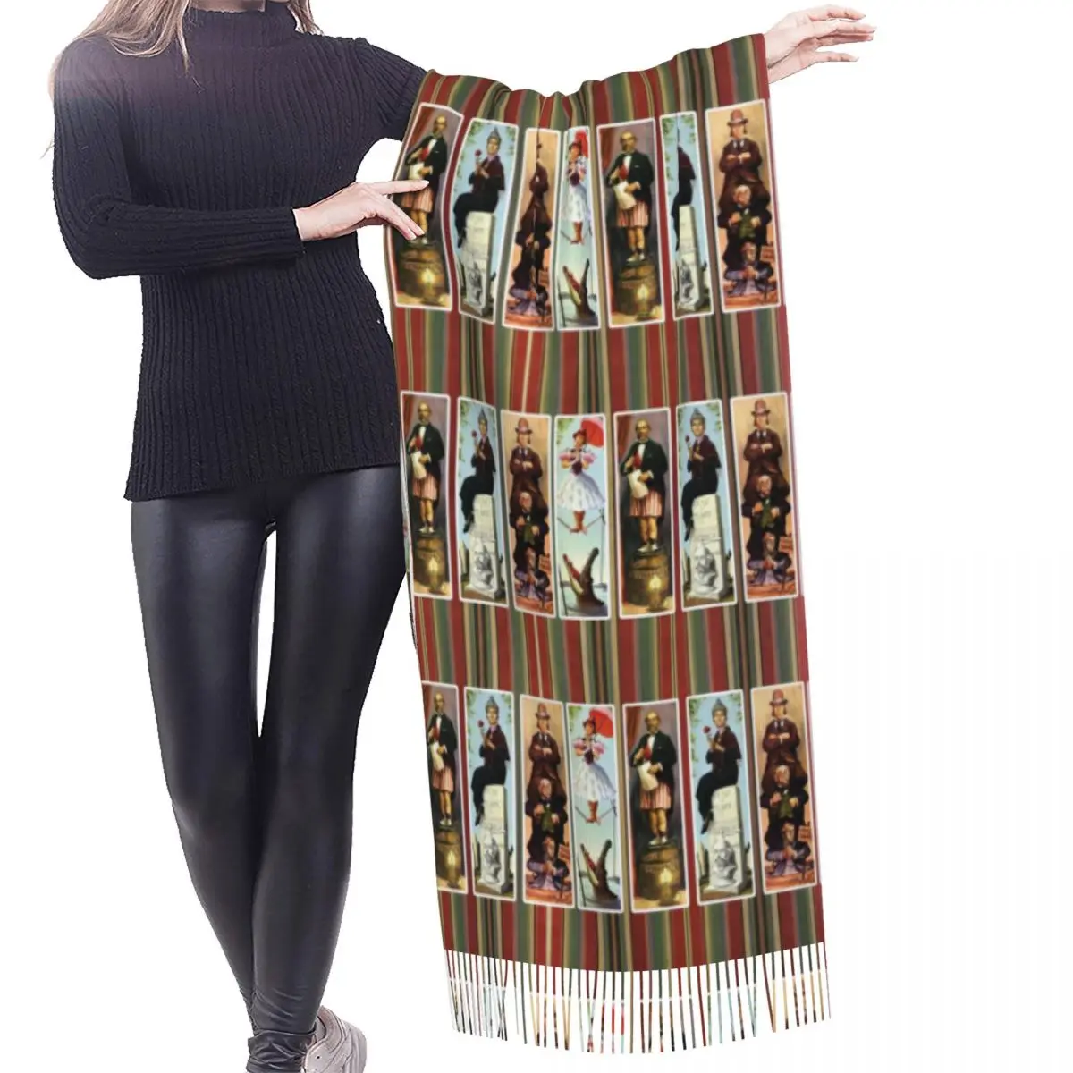 Stylish Haunted Mansion All Character Tassel Scarf Women Winter Warm Shawl Wrap Ladies Halloween Ghost Happy Haunts Scarves