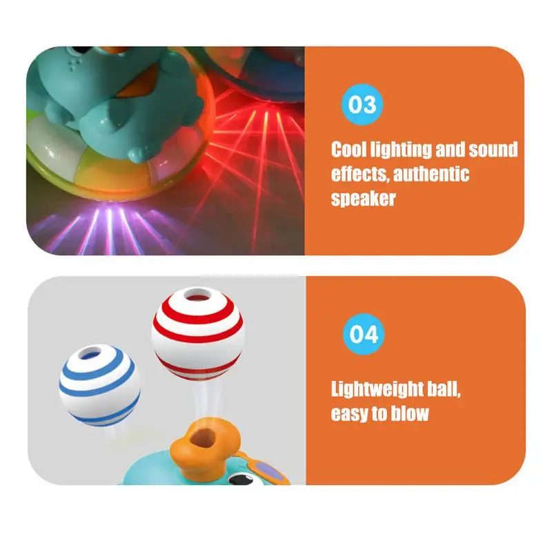 Crianças brinquedo elétrico soprando bola brinquedo elétrico com som e luz educacional jogo rotativo interação animal para pré-escolar
