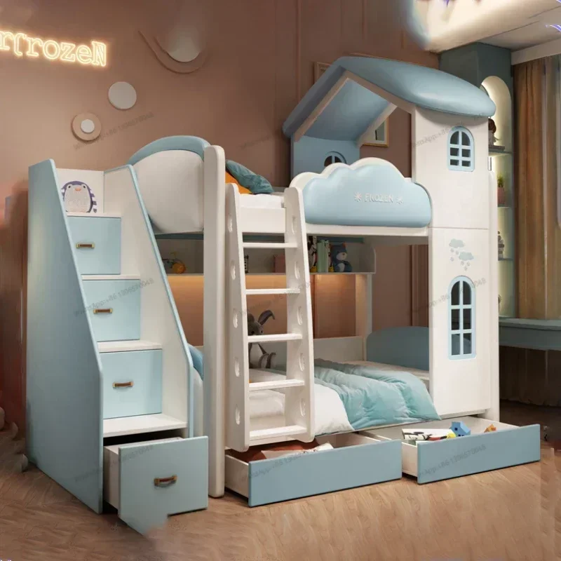 down same width Bunk sister brother bed child bed multi Function tree hole  high and low bed up and down shop moth