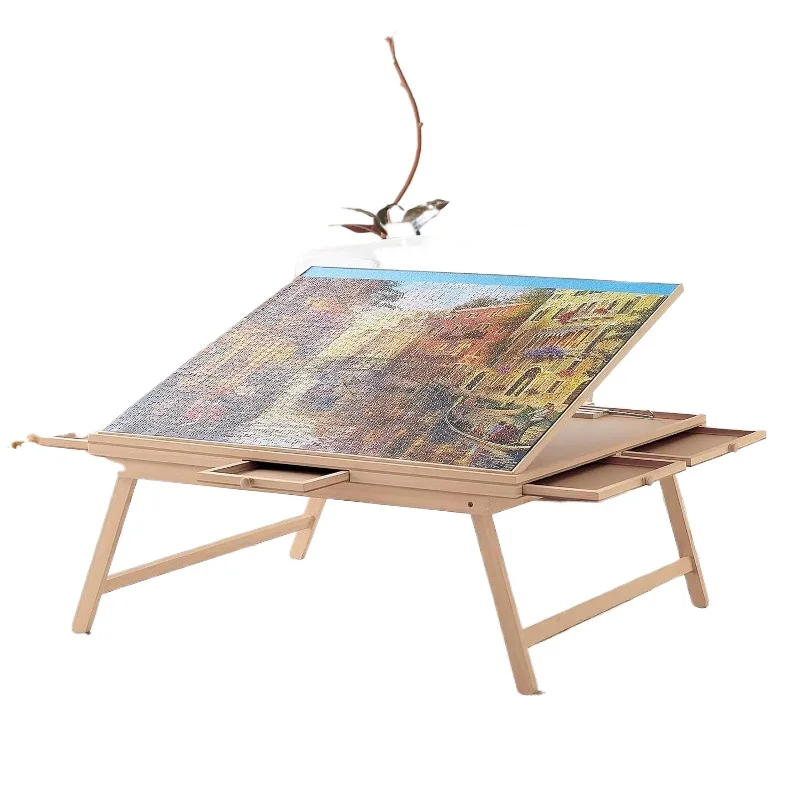 

1500 pieces folding wooden puzzle board with 6 drawers adjustable tilt puzzle table adult portable puzzle board