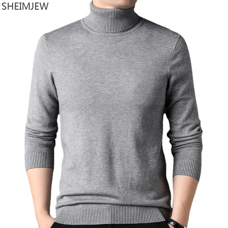 

2023 Winter Casual Versatile Knitted Sweater Men's High Collar Solid Colour Thickened Loose Pullover Men's Long-sleeved Jumper